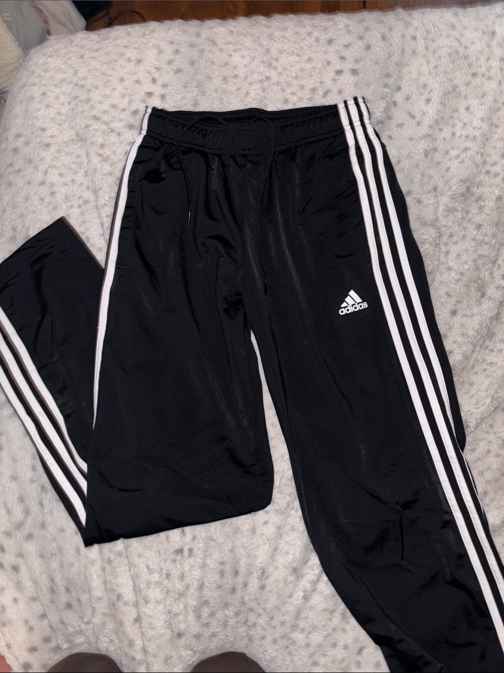 adidas Black Jogger Pants with White Stripes